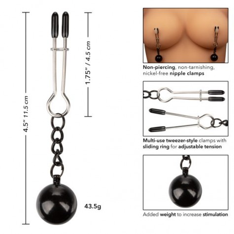 Утяжеленные зажимы-прищепки для сосков Nipple Grips Weighted Tweezer Nipple Clamps